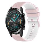 For Huawei Watch GT2 42mm 20mm Checkered Two-Color Silicone Watch Band(Pink+White)
