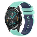 For Huawei Watch GT2 42mm 20mm Checkered Two-Color Silicone Watch Band(Teal+Blue)