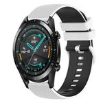For Huawei Watch 2 20mm Checkered Two-Color Silicone Watch Band(White+Black)