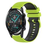 For Huawei Watch 2 20mm Checkered Two-Color Silicone Watch Band(Lime Green+Black)
