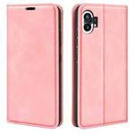 For Nothine Phone 1 Retro-skin Magnetic Suction Leather Phone Case(Pink)