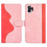 For Nothing Phone 1 Stitching Horizontal Flip Leather Phone Case(Pink Red)