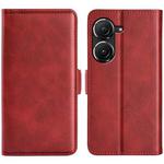 For Asus Zenfone 9 Dual-side Magnetic Buckle Horizontal Flip Leather Phone Case(Red)
