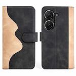 For Asus Zenfone 9 Stitching Horizontal Flip Leather Phone Case(Black)