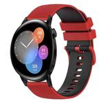 For Huawei Watch GT3 46mm 22mm Checkered Two-Color Silicone Watch Band(Red+Black)