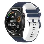 For Huawei Watch GT Runner 22mm Checkered Two-Color Silicone Watch Band(Dark Blue+White)