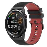 For Huawei Watch GT Runner 22mm Checkered Two-Color Silicone Watch Band(Black+Red)