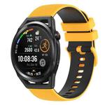 For Huawei Watch GT Runner 22mm Checkered Two-Color Silicone Watch Band(Yellow+Black)