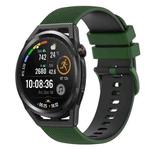 For Huawei Watch GT Runner 22mm Checkered Two-Color Silicone Watch Band(Amy Green+Black)