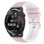 For Huawei Watch GT Runner 22mm Checkered Two-Color Silicone Watch Band(Pink+White)