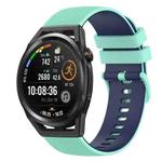 For Huawei Watch GT Runner 22mm Checkered Two-Color Silicone Watch Band(Teal+Blue)