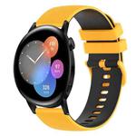 For Huawei Watch 3 22mm Checkered Two-Color Silicone Watch Band(Yellow+Black)