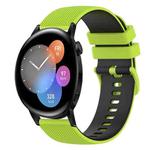 For Huawei Watch 3 22mm Checkered Two-Color Silicone Watch Band(Lime Green+Black)