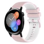 For Huawei Watch 3 22mm Checkered Two-Color Silicone Watch Band(Pink+White)