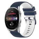 For Huawei Watch 3 Pro 22mm Checkered Two-Color Silicone Watch Band(Dark Blue+White)