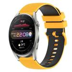 For Huawei Watch 3 Pro 22mm Checkered Two-Color Silicone Watch Band(Yellow+Black)