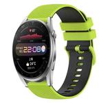 For Huawei Watch 3 Pro 22mm Checkered Two-Color Silicone Watch Band(Lime Green+Black)