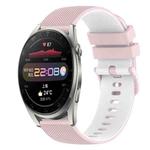 For Huawei Watch 3 Pro 22mm Checkered Two-Color Silicone Watch Band(Pink+White)