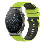 For Huawei GT2 Pro 22mm Checkered Two-Color Silicone Watch Band(Lime Green+Black)