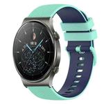 For Huawei GT2 Pro 22mm Checkered Two-Color Silicone Watch Band(Teal+Blue)