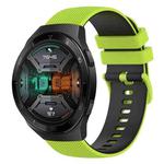 For Huawei Watch GT 2E 22mm Checkered Two-Color Silicone Watch Band(Lime Green+Black)
