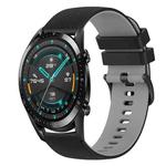 For Huawei GT2 46mm 22mm Checkered Two-Color Silicone Watch Band(Black+Grey)