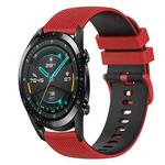 For Huawei GT2 46mm 22mm Checkered Two-Color Silicone Watch Band(Red+Black)