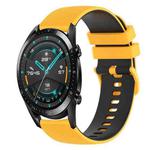 For Huawei GT2 46mm 22mm Checkered Two-Color Silicone Watch Band(Yellow+Black)
