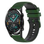 For Huawei GT2 46mm 22mm Checkered Two-Color Silicone Watch Band(Amy Green+Black)