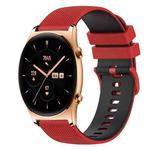 For Honor Watch GS 3 22mm Checkered Two-Color Silicone Watch Band(Red+Black)