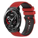 For Honor Watch GS Pro 22mm Checkered Two-Color Silicone Watch Band(Red+Black)