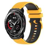 For Honor Watch GS Pro 22mm Checkered Two-Color Silicone Watch Band(Yellow+Black)