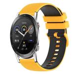 For Honor Magic Watch 2 46mm 22mm Checkered Two-Color Silicone Watch Band(Yellow+Black)