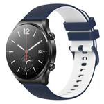 For Xiaomi Watch S1 22mm Checkered Two-Color Silicone Watch Band(Dark Blue+White)