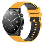 For Xiaomi Watch S1 22mm Checkered Two-Color Silicone Watch Band(Yellow+Black)