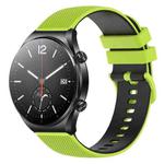 For Xiaomi Watch S1 22mm Checkered Two-Color Silicone Watch Band(Lime Green+Black)