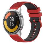 For Xiaomi Watch Color 2 22mm Checkered Two-Color Silicone Watch Band(Red+Black)