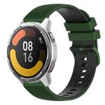 For Xiaomi Watch Color 2 22mm Checkered Two-Color Silicone Watch Band(Amy Green+Black)