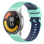 For Xiaomi Watch Color 2 22mm Checkered Two-Color Silicone Watch Band(Teal+Blue)
