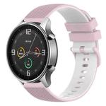 For Xiaomi Watch Color 22mm Checkered Two-Color Silicone Watch Band(Pink+White)