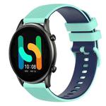 For  Xiaomi Haylou RT2 LS10 22mm Checkered Two-Color Silicone Watch Band(Teal+Blue)
