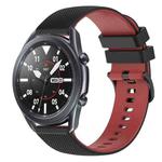 For Samsung Galaxy Watch3 45mm 22mm Checkered Two-Color Silicone Watch Band(Black+Red)