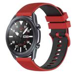 For Samsung Galaxy Watch3 45mm 22mm Checkered Two-Color Silicone Watch Band(Red+Black)