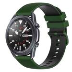 For Samsung Galaxy Watch3 45mm 22mm Checkered Two-Color Silicone Watch Band(Amy Green+Black)