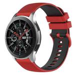 For Samsung Galaxy Watch 46mm 22mm Checkered Two-Color Silicone Watch Band(Red+Black)