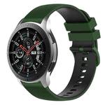 For Samsung Galaxy Watch 46mm 22mm Checkered Two-Color Silicone Watch Band(Amy Green+Black)