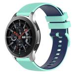 For Samsung Galaxy Watch 46mm 22mm Checkered Two-Color Silicone Watch Band(Teal+Blue)