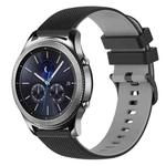 For Samsung Gear S3 Classic 22mm Checkered Two-Color Silicone Watch Band(Black+Grey)