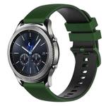 For Samsung Gear S3 Classic 22mm Checkered Two-Color Silicone Watch Band(Amy Green+Black)