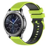 For Samsung Gear S3 Classic 22mm Checkered Two-Color Silicone Watch Band(Lime Green+Black)